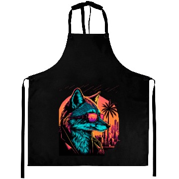 Discover Retro Futuristic Synthwave Fox Aprons