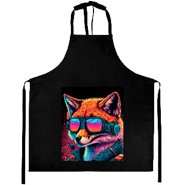Discover Retro Futuristic Synthwave Fox Aprons