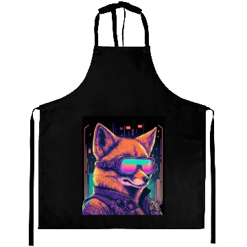 Discover Retro Futuristic Synthwave Fox Aprons