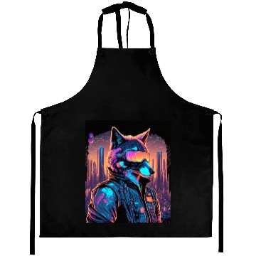 Discover Retro Futuristic Synthwave Fox Aprons