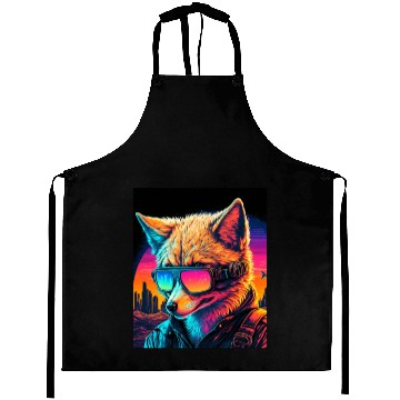 Discover Retro Futuristic Synthwave Fox Aprons