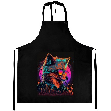 Discover Retro Futuristic Synthwave Fox Aprons