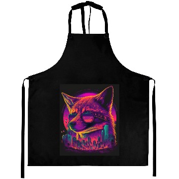 Discover Retro Futuristic Synthwave Fox Aprons