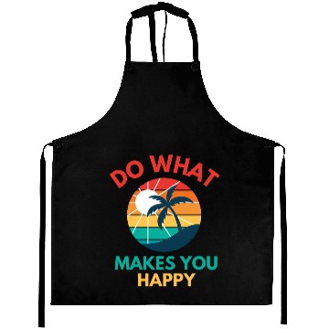 Discover Do What Makes You Happy- Sunset and Palm Trees Aprons