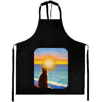 Discover Cat watching sunset Classic Aprons