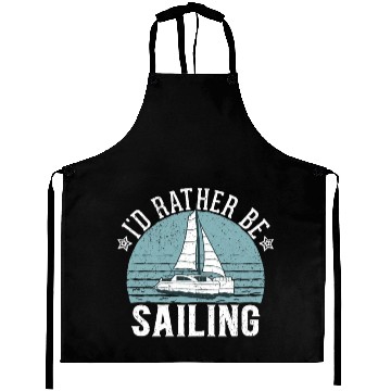 Discover Catamaran Captain I'd Rather Be Sailing Aprons