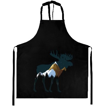 Discover Night Forest Moose Aprons