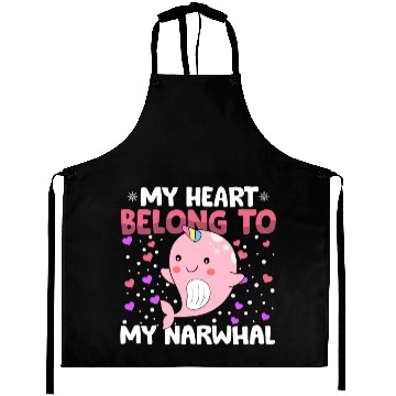Discover Valentines Day My Heart Belong to My Narwhal Boys Aprons