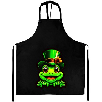 Discover Grinning Frog Wears St. Patrick Day Top Hat Aprons
