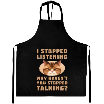 Discover Funny Grumpy Kitty Not Listening Cat Head Snout Aprons