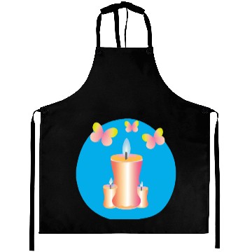Discover Pink candles with a blue background Aprons