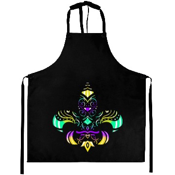Discover Purple, Green And Golden Patterned Fleur De Lis Aprons