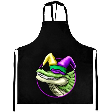 Discover Crocodile with Jester Hat for Mardi Gras Aprons
