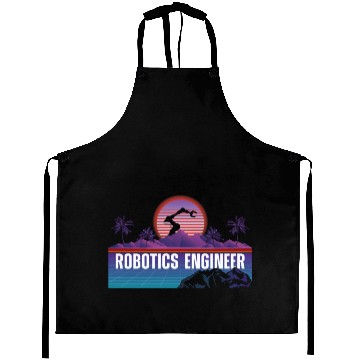 Discover Robot Robotics Engineer Retro Aprons