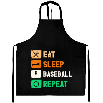 Discover Eat Sleep Baseball Repeat Funny Gaming Aprons