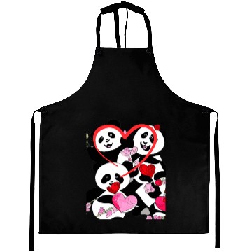 Discover Happy Panda Valentine Aprons