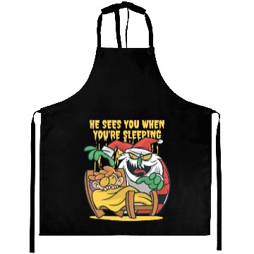 Discover He sees when you are sleeping scary santa He sees Aprons
