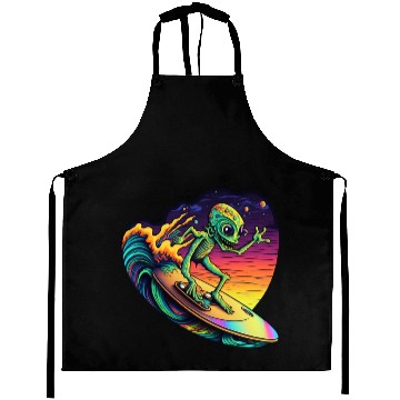 Discover Alien Surfing Aprons