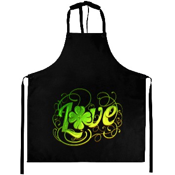 Discover Green Love Logo With A Four Leaf Clover For St Aprons