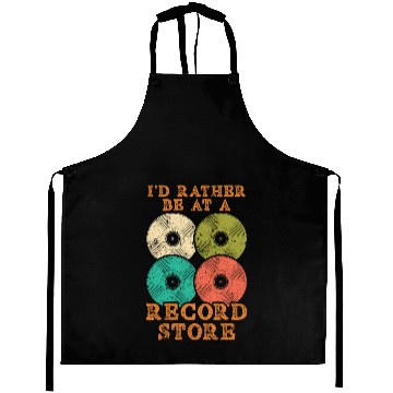 Discover I'd Rather Be At A Record Store Vinyl Player Music Aprons