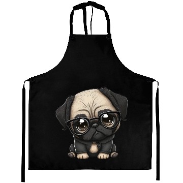 Discover Sweet cute cartoon pug Aprons
