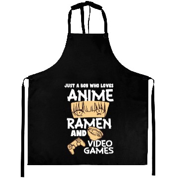 Discover Just A Boy Who Loves Anime Ramen Video Games Aprons