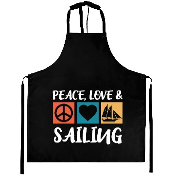 Discover Sailing Peace Love Captain Anchor Sailing Ship Aprons