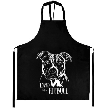 Discover Loved by a Pitbull dog mom dog saying Aprons