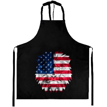 Discover Geometric Lion Polygon Style with American Flag Aprons