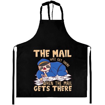 Discover Sloth Mail gets there - funny postal worker mail c Aprons
