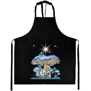 Discover Pastel Blue Mushrooms Aprons
