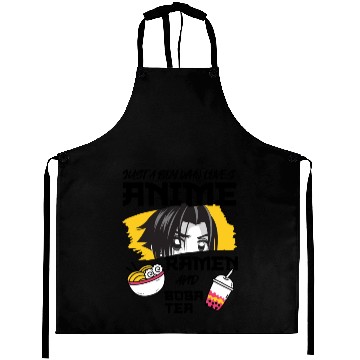 Discover Just A Boy Who Loves Anime Ramen And.Boba Tea Aprons
