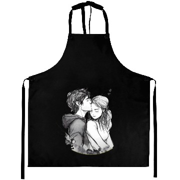 Discover Romantic couple embrace lovingly ink Aprons
