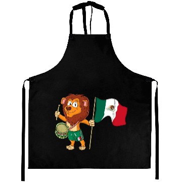 Discover Lion with the Mexico flag Aprons