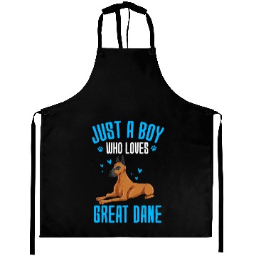 Discover Just A Boy Who Loves Great Dane Aprons