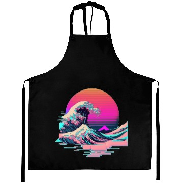 Discover Vaperwave Aesthetic Glitch Great Wave Retrowave Sy Aprons