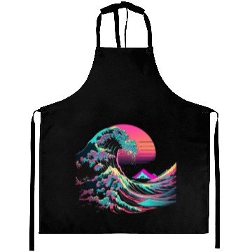 Discover Vaperwave Aesthetic Glitch Great Wave Retrowave Sy Aprons