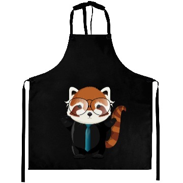 Discover red panda bear with nerd glasses and tie Aprons