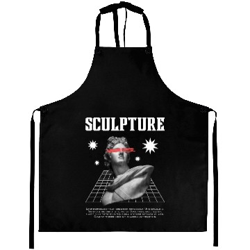 Discover Black White Modern Sculpture Aprons Design