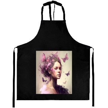 Discover Breast Cancer Survivor Pink Flower Hair Girl Aprons