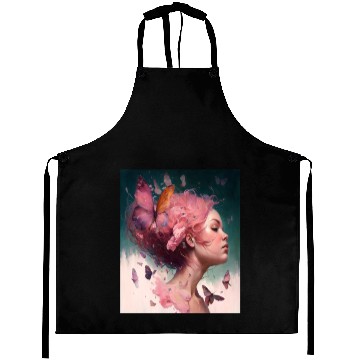 Discover Breast Cancer Survivor Pink Flower Hair Girl Aprons