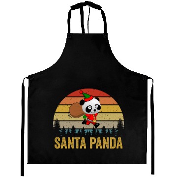 Discover Santa Panda Funny Christmas Panda Lover Aprons
