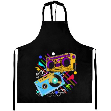 Discover 80s 90s Music Aesthetic Vintage Boombox Retro Cass Aprons