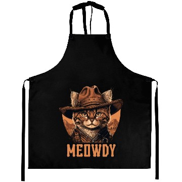 Discover Meowdy - Funny Mashup Between Meow and Howdy - Cat Aprons