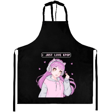 Discover I Just Love Kpop Cute Anime Girl Finger Heart Sara Aprons