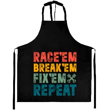 Discover Race Em Break Em Fix Em Repeat Retro Vintage Aprons