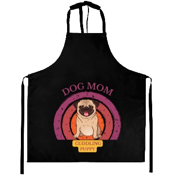 Discover dog mom cuddling puppy Aprons