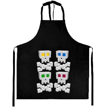 Discover 8-bit Pixel Pop Art Style Pirate Flag Skulls Aprons