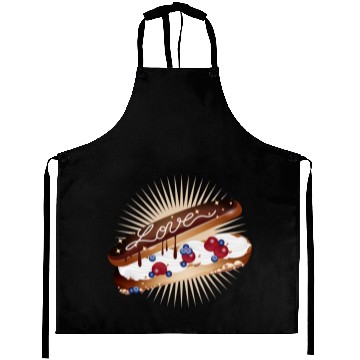 Discover Illustration of an eclair with cream and love Aprons