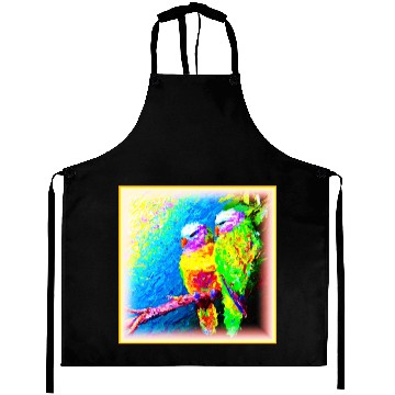 Discover A Vibrant and Joyful Rainbow Birds. Buy Now Aprons